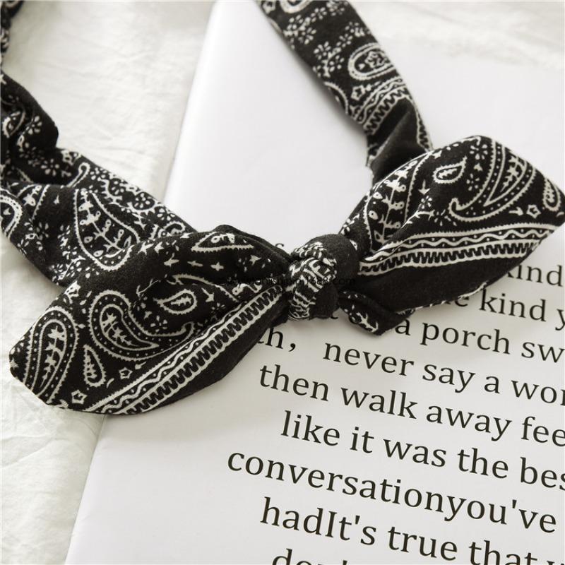 Cotton Fabric Rabbit Ears Hair Band with Steel Wire Knots, Elastic Adjustable Hair Band, Stretchy Headband, Women's Head Accessory