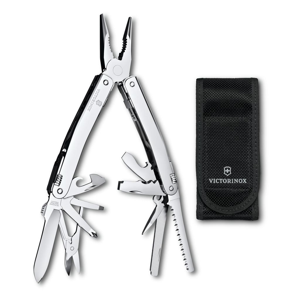 VICTORINOX Swiss Tool Spirit MX Silver with Nylon Case Swiss Army Knife Multifunctional Knife Pliers Swiss Made Multitool with 24 Functions with Lock