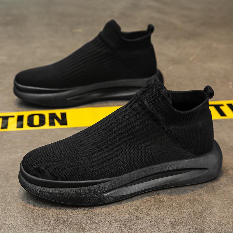 Summer new mesh breathable thick-soled sports lightweight soft-soled black socks shoes