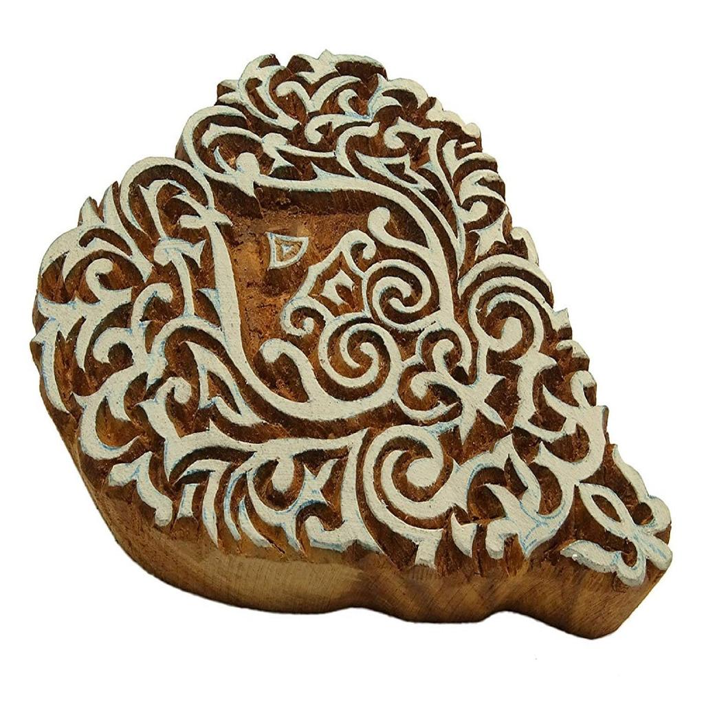 Hand Carved Floral Pattern Printing Blocks Wooden Block Textile Wood Stamp