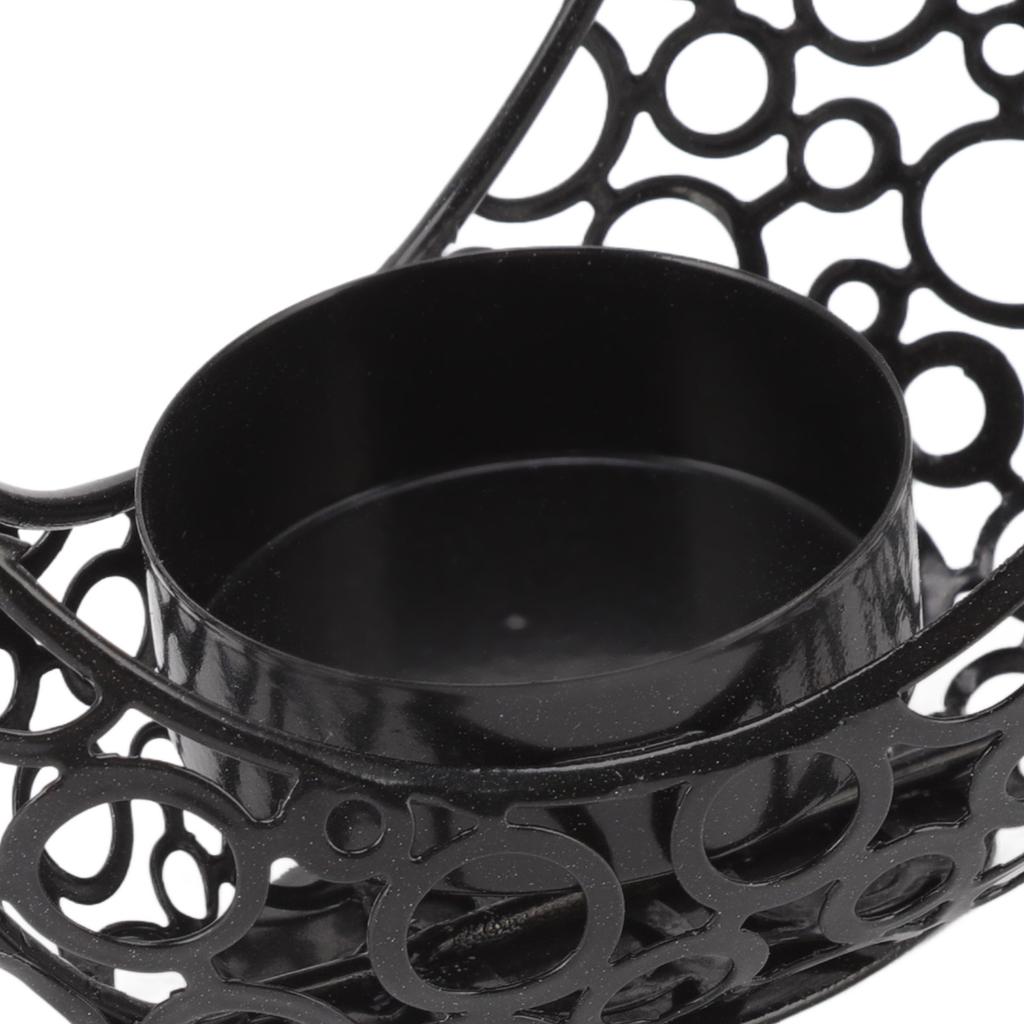 Romantic Moon Candlestick Iron Hollowed Candle Holder for Weddings Christmas Decoration Dining Coffee Table