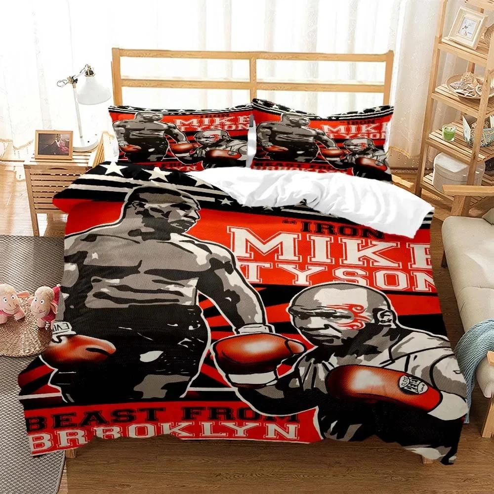 3D Print Mike Tyson Boxing Champion Bedding Set Boys Girls Twin Queen King Size Duvet Cover Pillowcase Bed Boys Adult Bedroom