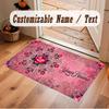 Floral Garden Theme Crystal Velvet Floor Rug Personalized Custom Name Text Warm Carpet Home Decoration