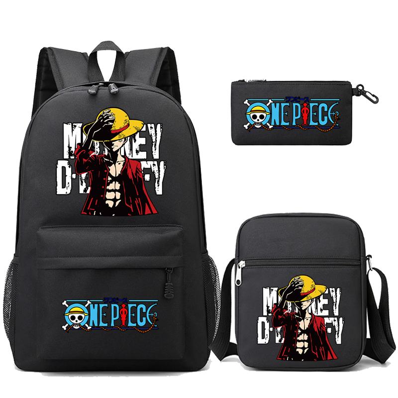 

3 шт./набір Суцільна сумка в стилі аніме, унісекс, сумка великої ємності з сумкою через плече, пенал, студентські приналежності для дівчаток, хлопчиків, студентів, рюкзак для щоденного відпочинку