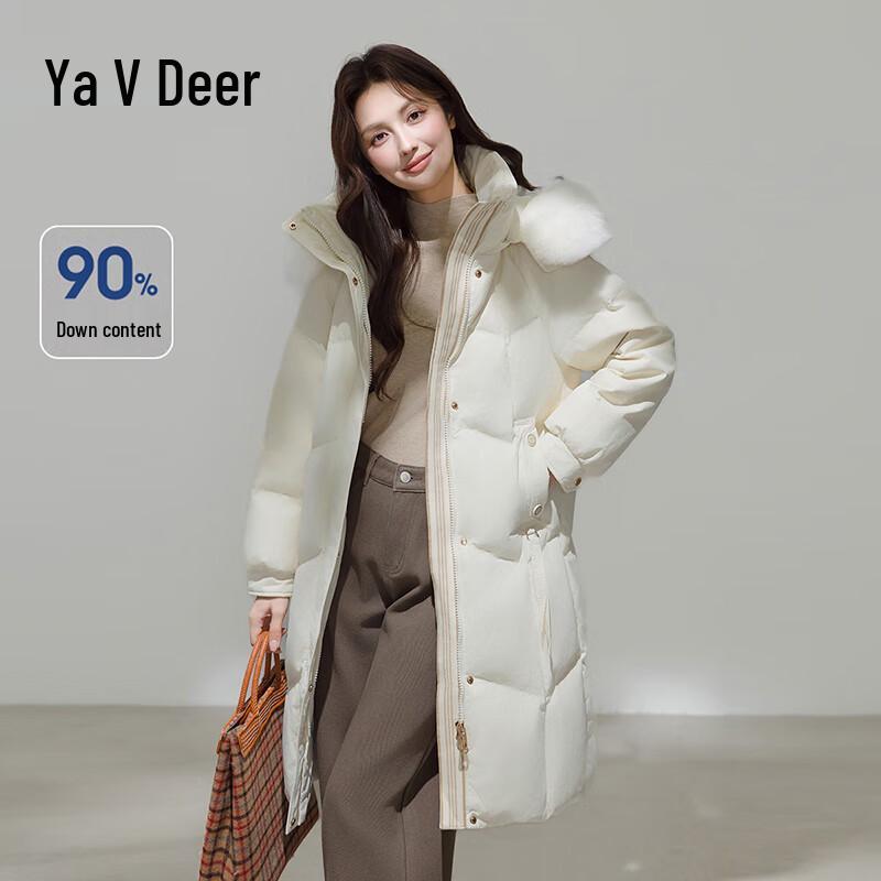 Yalu Women's Long Down Jacket with Fox Fur Collar