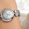 Women Heart Bracelet Watch Rhinestone Quartz Wristwatch Round Dial Elegant Watch for Party Casual Formal Wear