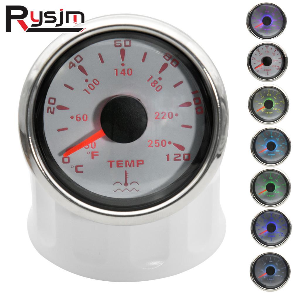 52mm Water Temperature Gauge with 7 colors backlight Water Temp Meter 0~120 Celsius Thermometer Sensor For Boat Car Truck 9~32V