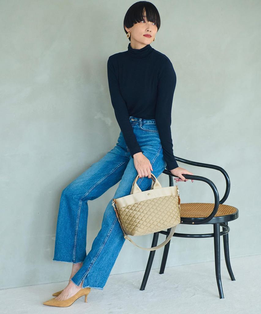 Topkapi RIPPLE Quilted Tote Bag with Shoulder B5 502085100124 Strap, Size, Water-Repellent/Lightweight, Women's, Beige,