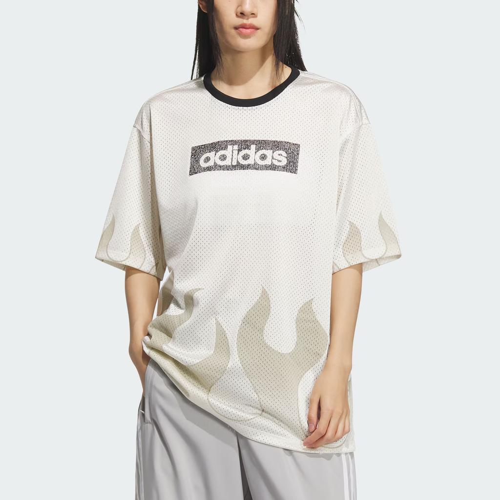 Adidas Originals Hockey Logo Letter Loose Short Sleeve T-Shirt Women Tops KF0145