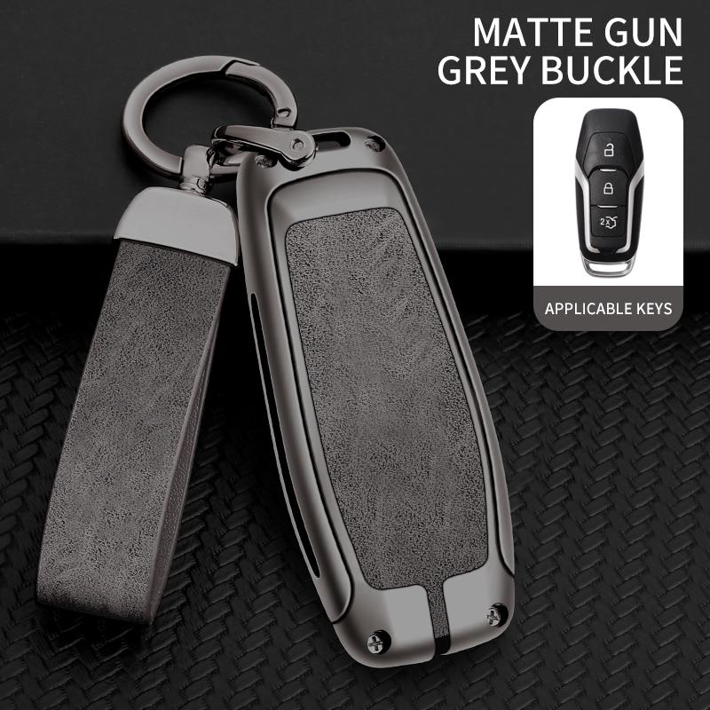 Leather Car Metal Key Case Cover For Ford Focus 3 4 St Mondeo 5 Mk5 Mustang F-150 Explorer Edge Fiesta Kuga Mk3 4 Key Chain