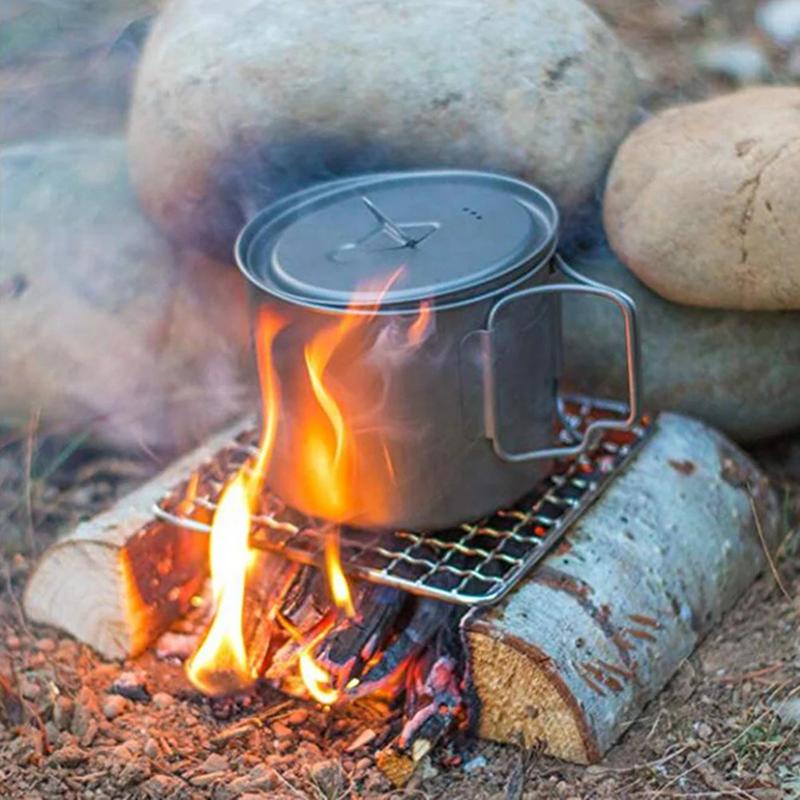 Stainless Steel Camping Grill Rack Grate Mesh Pads Portable Square Grilling Net Fire Cooking Outdoor Traveling Picnic Bbq Pad