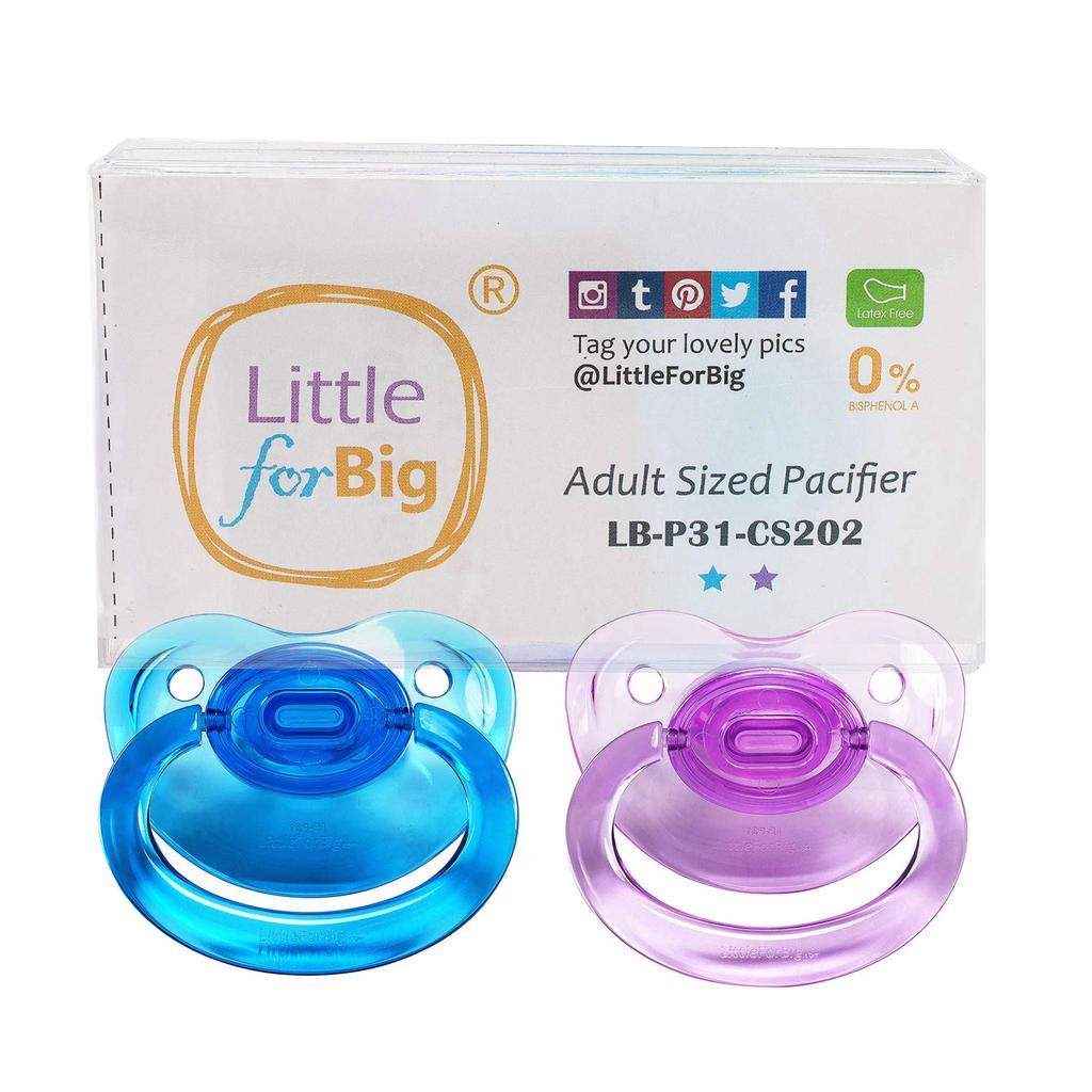 LittleForBig Vuxennappar, Genomskinliga och Godisfärgade [Återskapar Mammans Bröstvårta] Set om 2, Blå och Lila
