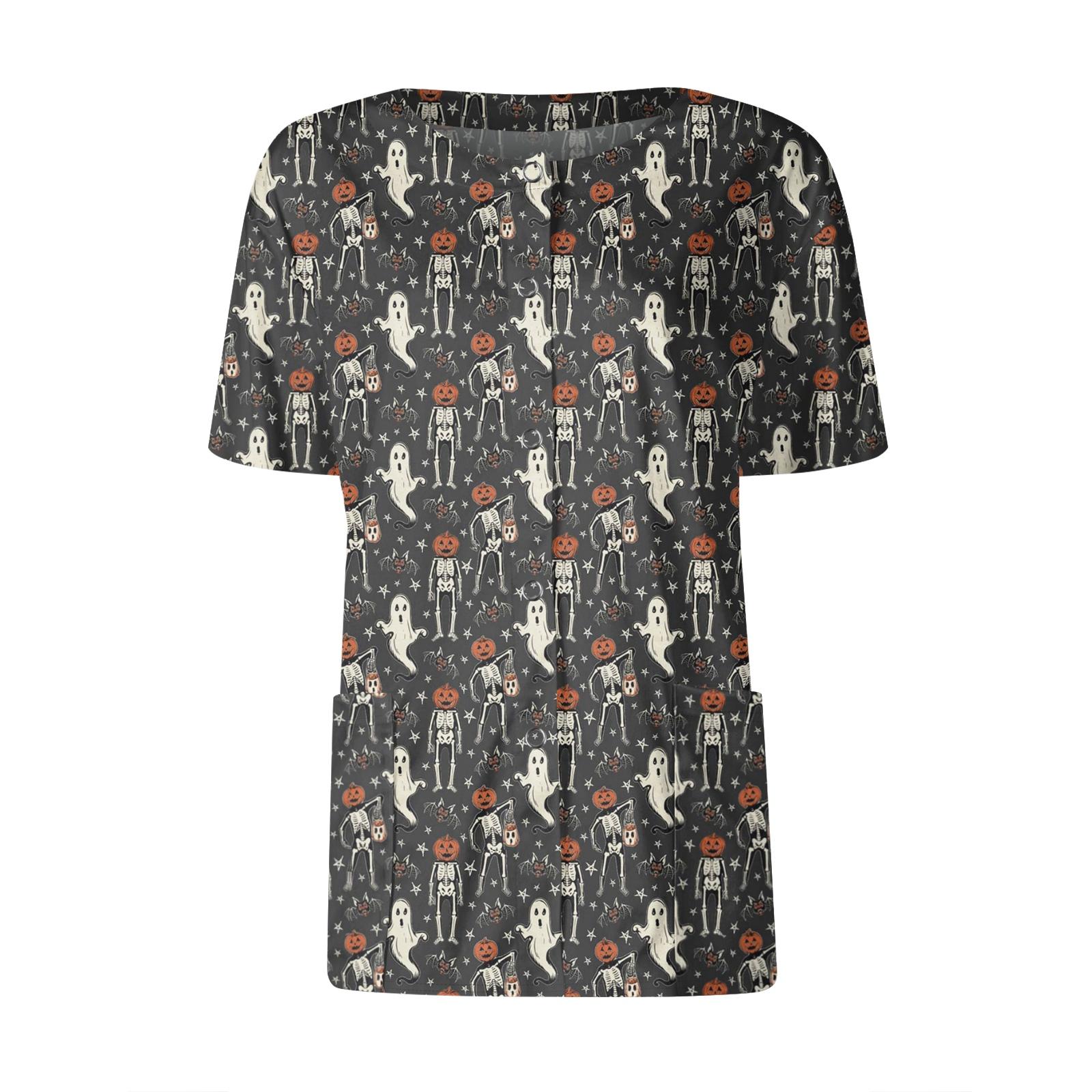 

Женские карманы с короткими рукавами и рисунком, воротник-стойка с рабочим принтом, однобортная защитная одежда, куртка-кардиган, топ XXL