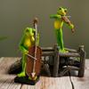 Musical Instrument Frog Figurine Cello Violin Saxophone Bass Frog Statue Resin Sculpture