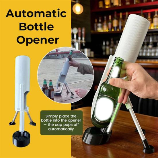 Automatický otvírák na lahve Hands-Free Ovládání jedním prstem Snadný nástroj na odstraňování víček pro pivo, limonády Barový kuchyňský doplněk