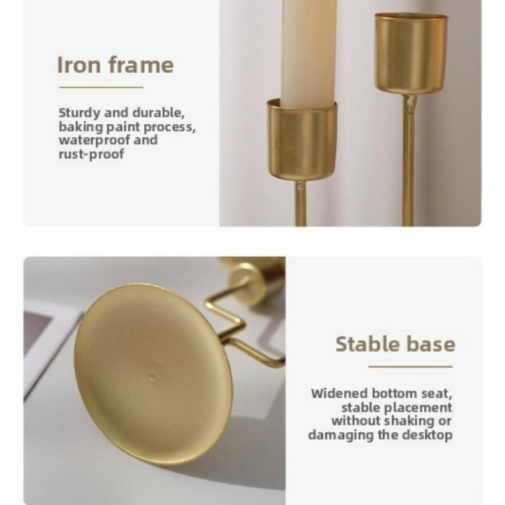 Iron Candlestick Crafts Golden Candle Holder Simple Desk Candle Ornament  Romantic Decorations