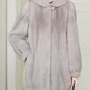 Womens Faux Fur Hooded Coat Winter Warm Thickened Mid-Length Jacket Cold Weather Stylish Elegant Outwear
