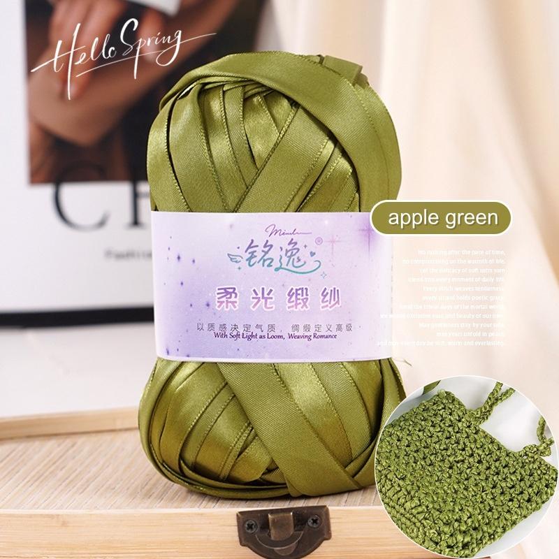 100g/roll 25mm Chunky Soft Satin Yarn Iridescent Metallic Sparkle Thread DIY Crochet Bag Knitting High-Gloss Yarn Craft