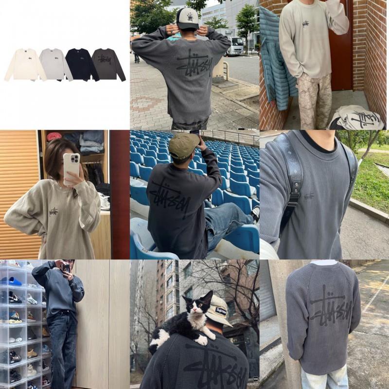 Stu American Style 2026 Collection Waffle Knit Long Sleeve Tee Oversized Washed Raglan Men