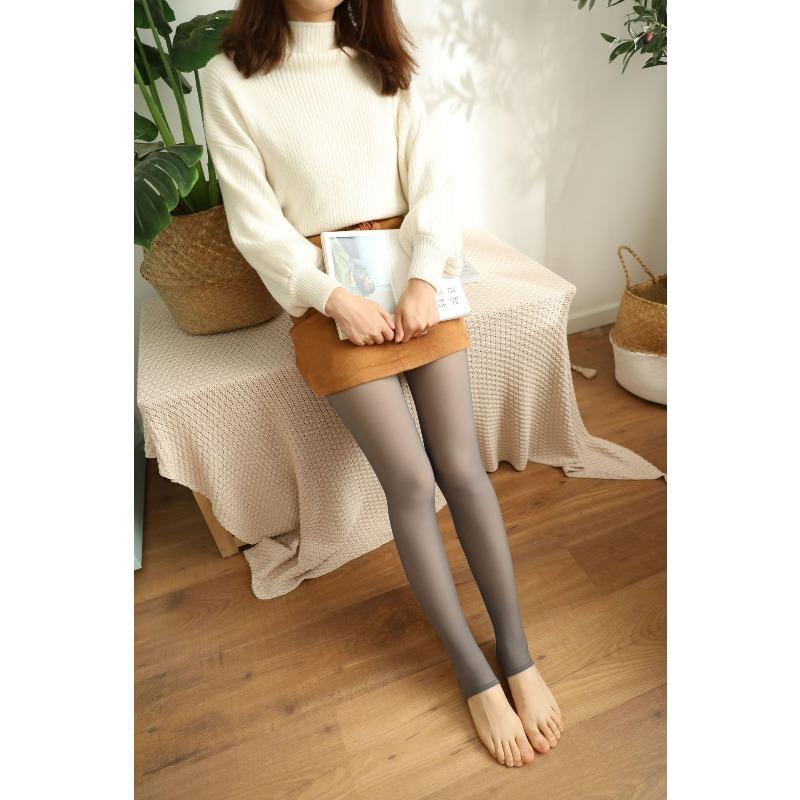 Fake meat-penetrating autumn and winter leggings thickened women's outer wear thin and fleece integrated pants skin-penetrating pantyhose