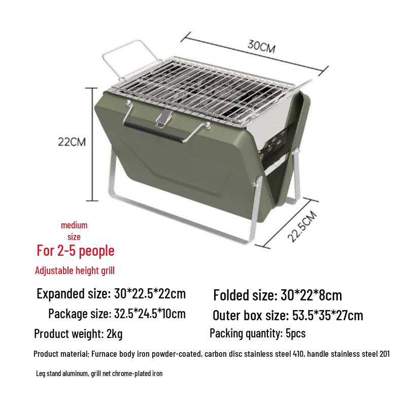 Portable Folding Outdoor Barbecue Grill & Utensils Set