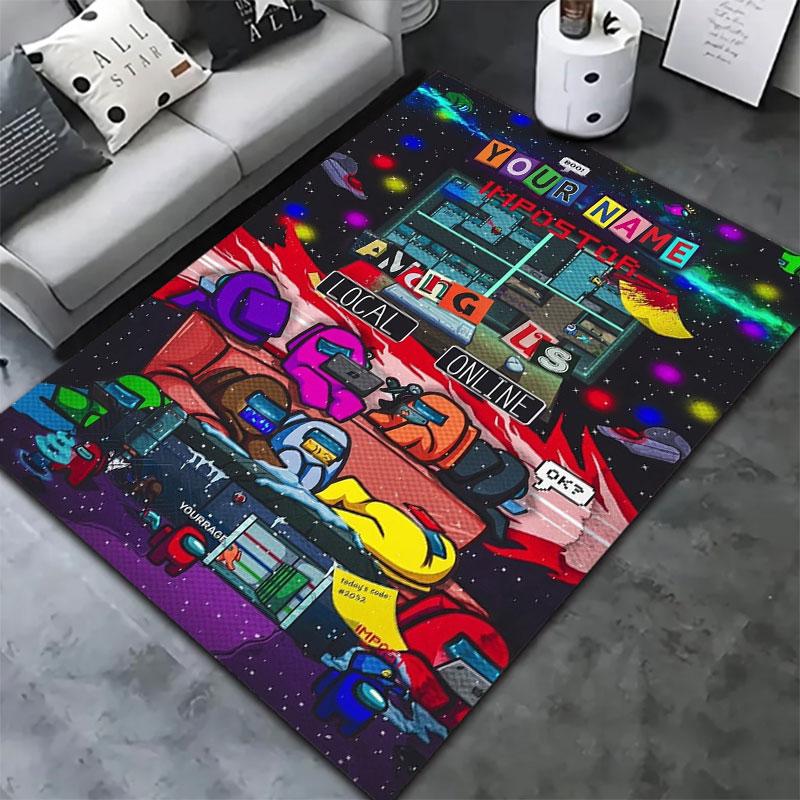 Among Us Custom Name Carpet Rug for Living Room Bedroom Home Sofa Decoration,Kids Play Non-slip Floor Mat