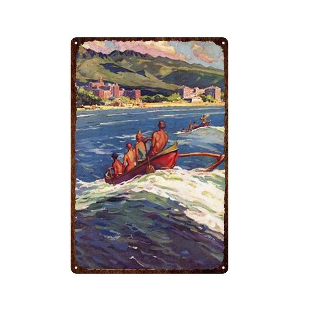 Morocco Hawaii Africa Sunset Scenery Metal Sign Vintage Travel Poster Hot Sale Wall Art Decoration Retro Iron Painting Tin Pl