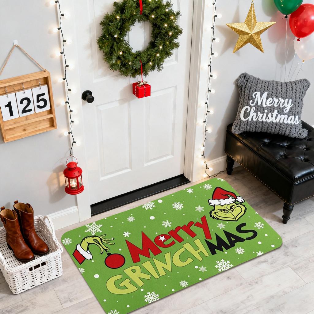 Merry Christmas Bath Mat Bathroom Rug For Kids Non- Absorbent Washable Bedside Rug Bedroom Decor Entrance Door Mat For Room