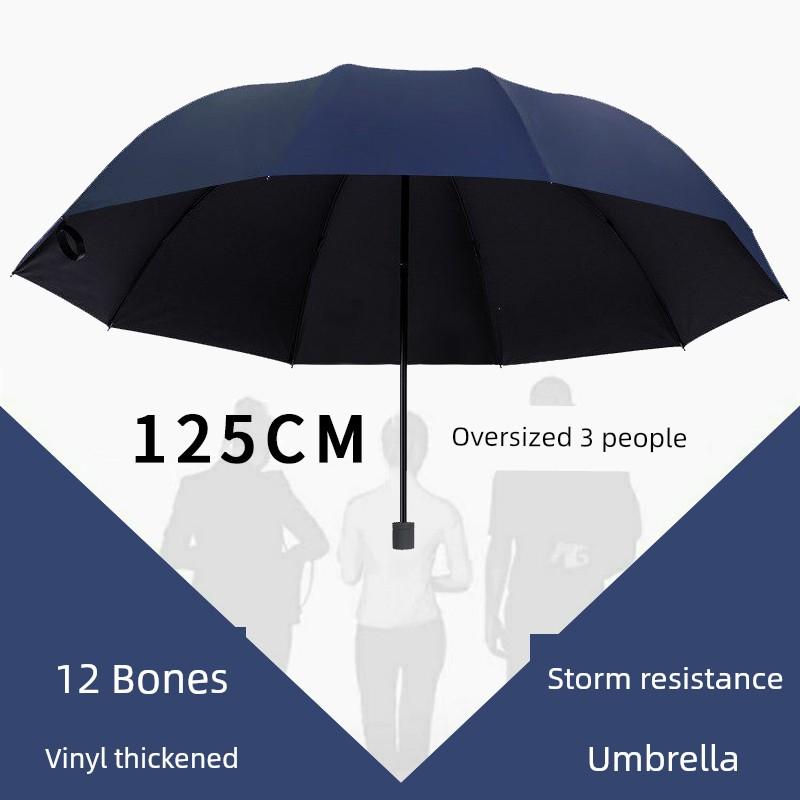 Large Umbrella for Men, Reinforced and Thickened, Sturdy and Wind-Resistant, Dual-Use for Sun and Rain, Foldable Black-Coated Sun Protection Umbrella