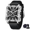 PAGANI DESIGN Men's Rectangle Quartz Watch Japan TMI VK64 Movt Luxury Sapphire Skeleton Stainless Steel Waterproof Reloj Hombre