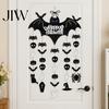 Indoor Party Decorations Happy Halloween Bat Hanging Door Sign, Spooky Skull Spider Paper Seasonal Event Accessories Ornament, Large Wall Hanger