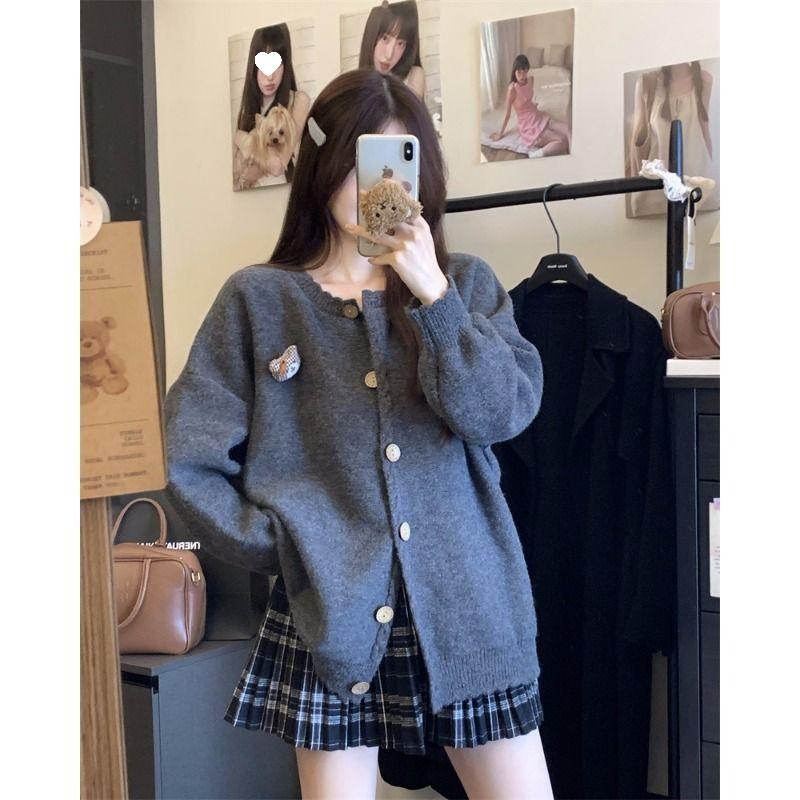 Autumn/Winter Women's Cute Lace Oversized Knit Cardigan Sweater