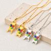 Stainless Steel Jewelry Heart Puzzle Boy&Girl Shaped Pendant Necklace Autism Awareness Silver Color Chain Necklace for Women