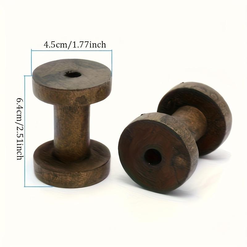 6-Piece Wooden Sewing & Embroidery Thread Spools Set, Coffee Brown, 2.32X1.73 Inches - Durable Craft Bobbins
