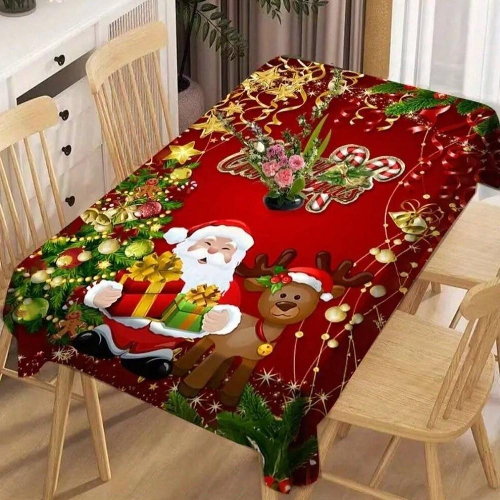 Creative Rectangle Decorative Table Cloth Reusable Christmas Themed Table Cover Dust-proof Xmas Tablecloth Festival Props