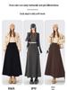 2025 New Design Women's Irregular Gray Woolen A-Line Tie-Up Long Skirt for Autumn/Winter