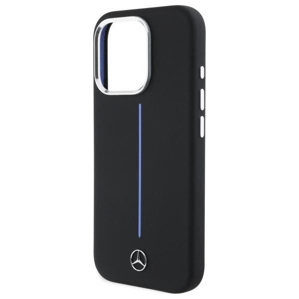 Mercedes Mehmp16L23Sumbk Iphone 16Pro 6.3 Czarny/Black Hardcase Silicone Blue Stripe Magsafe
