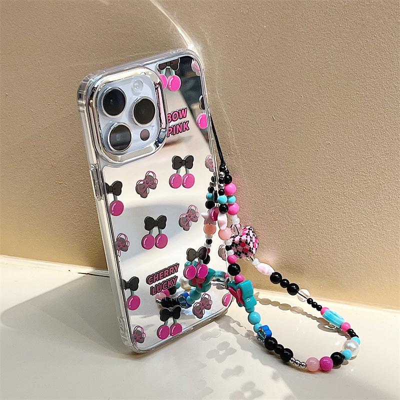 Zhitai 16Promax iPhone Case: Compatible with iPhone 15, includes bracelet and mirror, fits Apple 12 to 14Pro, single-piece design.