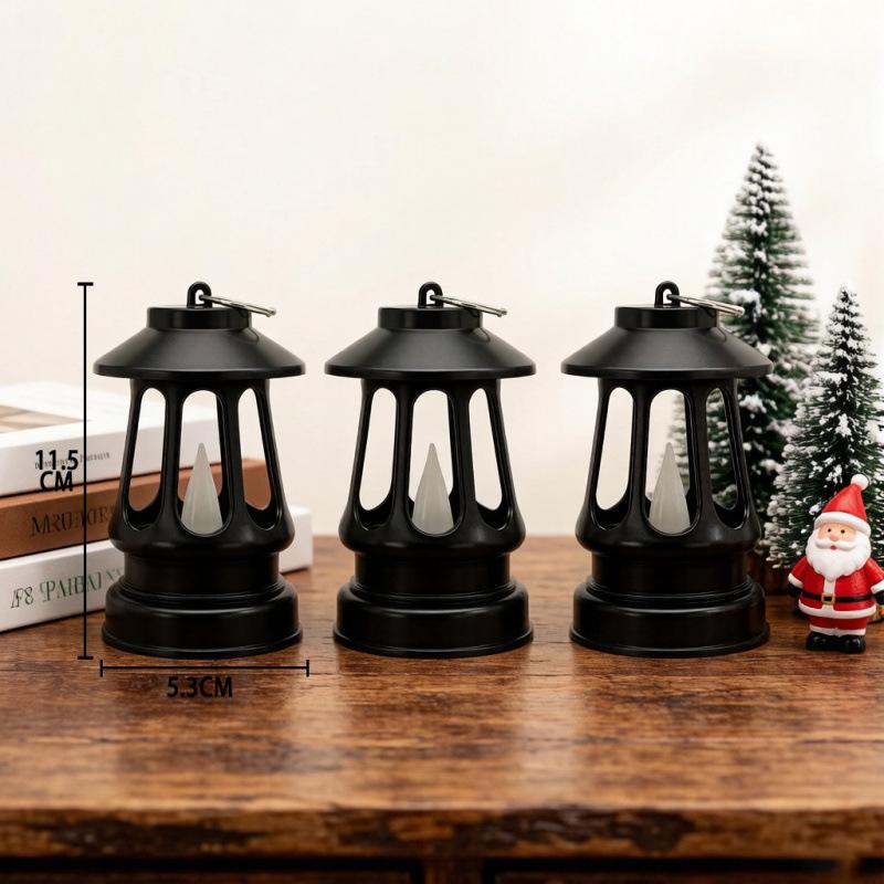 Christmas LED retro pony lantern simulated fire light hollow portable hanging atmosphere light desktop ornament Christmas decoration