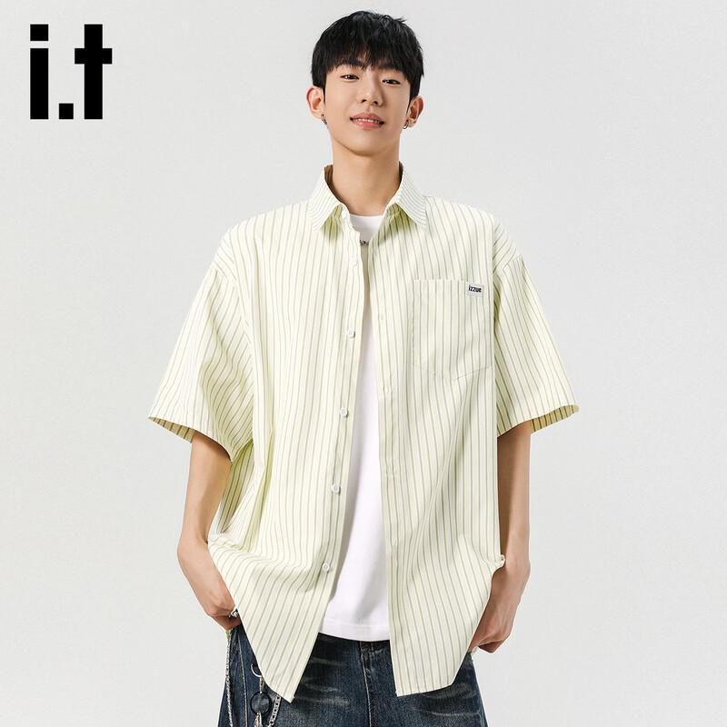 Izzueit Men s Striped Short-Sleeve Casual Shirt S