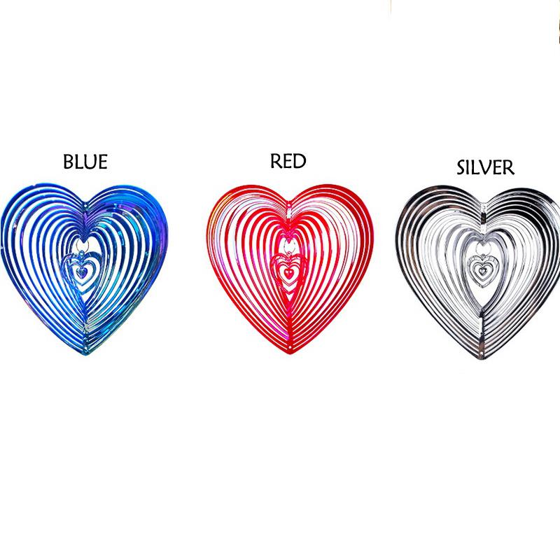 Metalen Windgong Kloppend Hart Liefde Roterende Windgong Hangdecoratie Spinner Roestvrij Staal ABS Windvanger