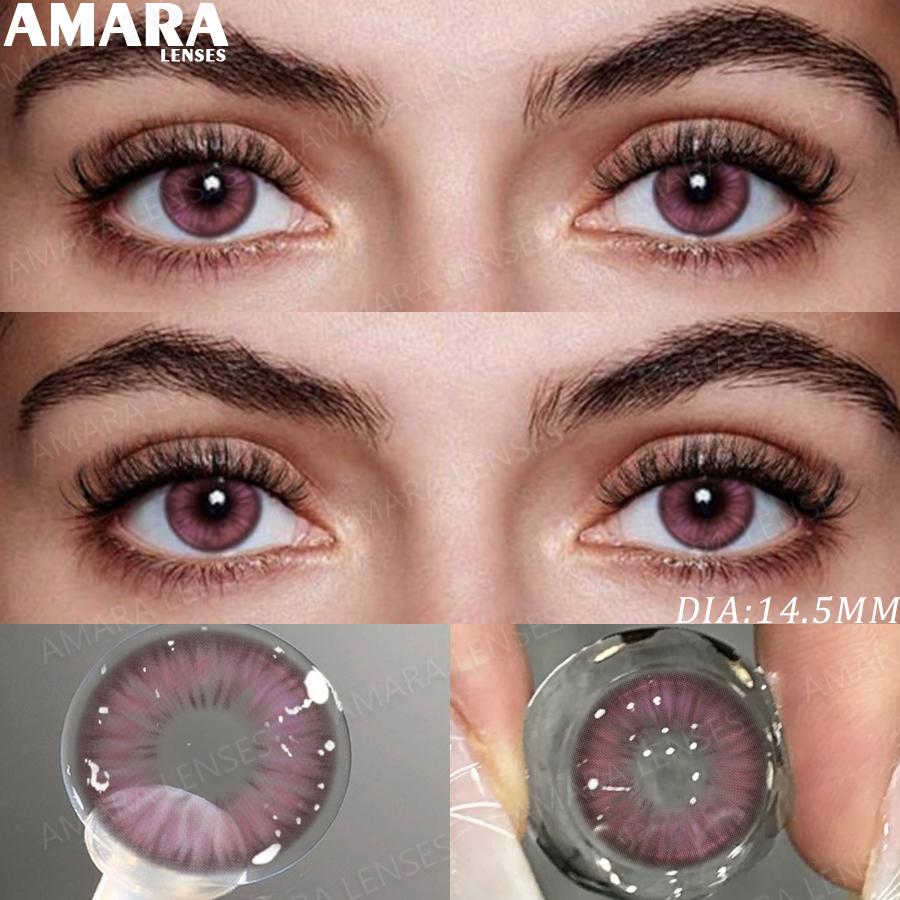 AMARA Gray Color Contact Lens 1 Pair Yearly Coloured Contact Lenses Brown Lenses for Party Cute Eyes Contacts Daily Eye Makeup