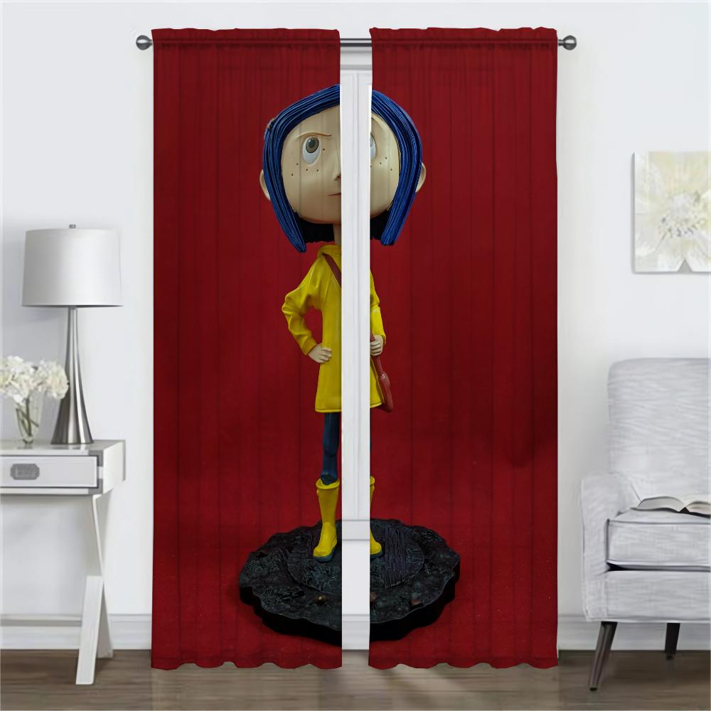 Partition Coralines Blackout Curtain for Room 2 Panel Anti-mosquito Curtains for Camera Shades Halloween Decoration Living Child