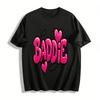 Women's Y2K Baddie Heart Print Tee Streetwear Casual Loose Crewneck Short Sleeve Top Pure Cotton T-shirt