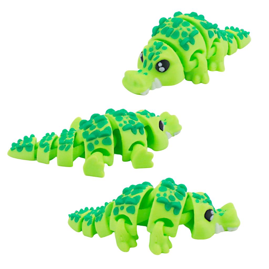 3D Printed Prickly Little Crocodile, Cute Figurine Toy With Movable Joints, Desktop Cute Little Crocodile Ornament