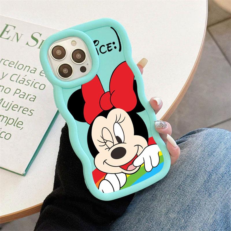 

Mickey Minnie Mouse Cartoon Phone Case For iPhone 17E 11 12 13 14 15 16 17 Pro Max 16e 17Air 13 Plus Wave Side Candy Color Cover iPhone 12 Pro