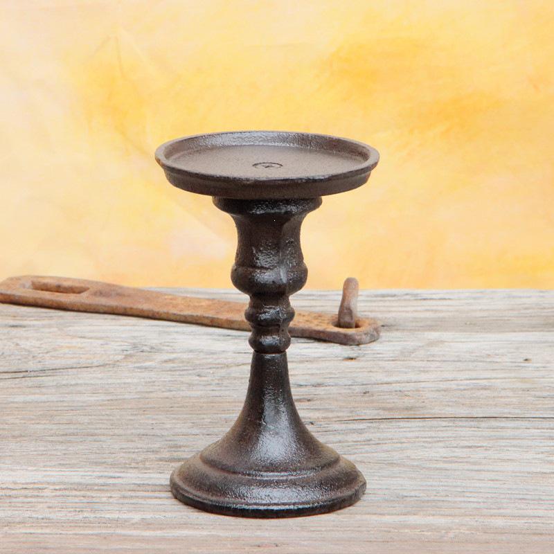 European Vintage Cast Iron Candlestick Holder Ornament