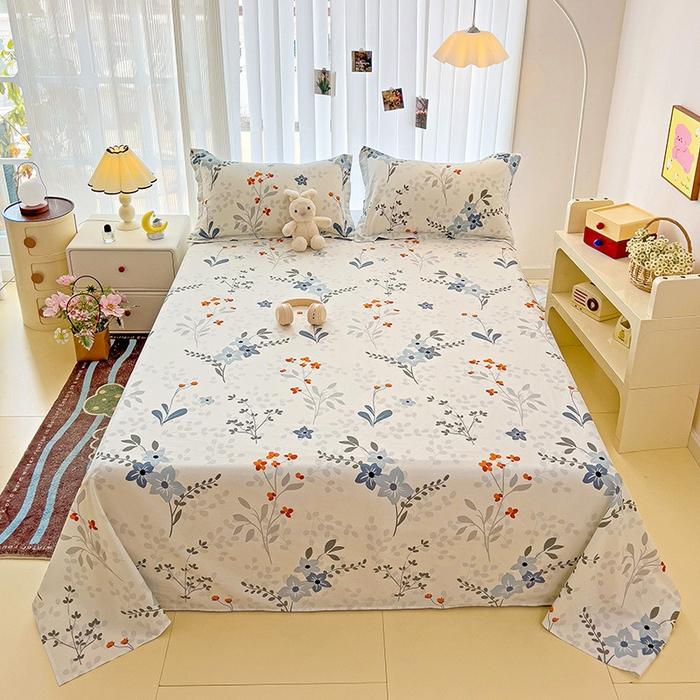 1pc 100% Cotton Bedsheet Cartoon Style Bed Linen Skin-friendly Flat Bed Sheet Adults Kids Sheets Drap De Lit (No Pillowcase)
