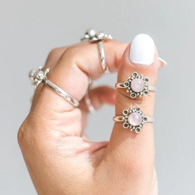 Moonstone Round Cabochon Handmade Designer Ring, 925 Silver Ring, Bohemian Ring, Stacking Ring, Gift For Her, Birthstone Gift, Silver Jewelry