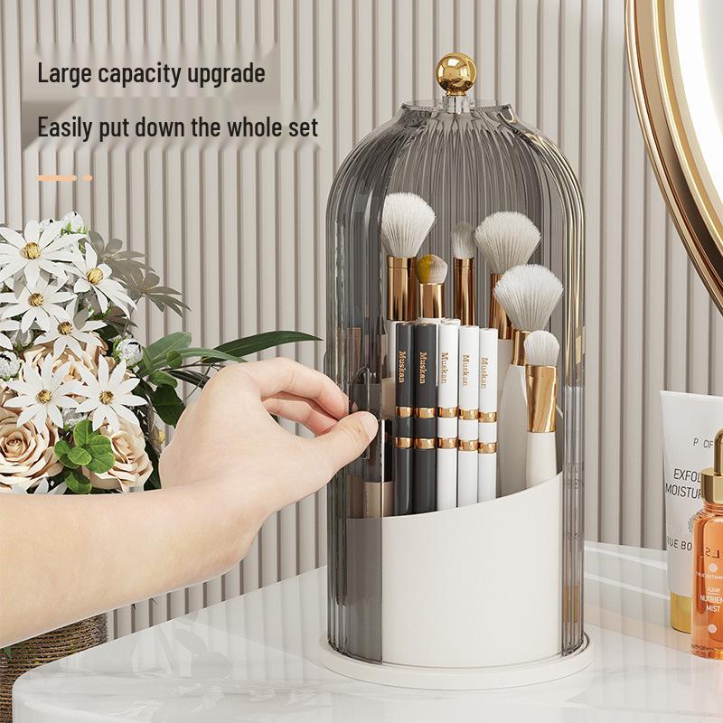 Rotating Makeup Brush Holder & Cosmetic Organizer Box
